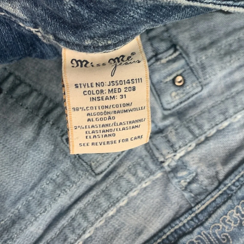 Signature skinny Miss Me med blue color jeans size 27 thick stitch low rise Y2K - Picture 4 of 12